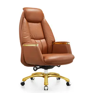 Orange High Back Executive Office Chair Luxury Boss Office Chairs Golden