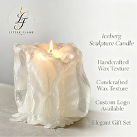 Bougie parfumée de luxe en cire de soja translucide, sculpture de glace, style art moderne, parfum d'ambiance pour la maison, article fini, marque privée, vente en gros