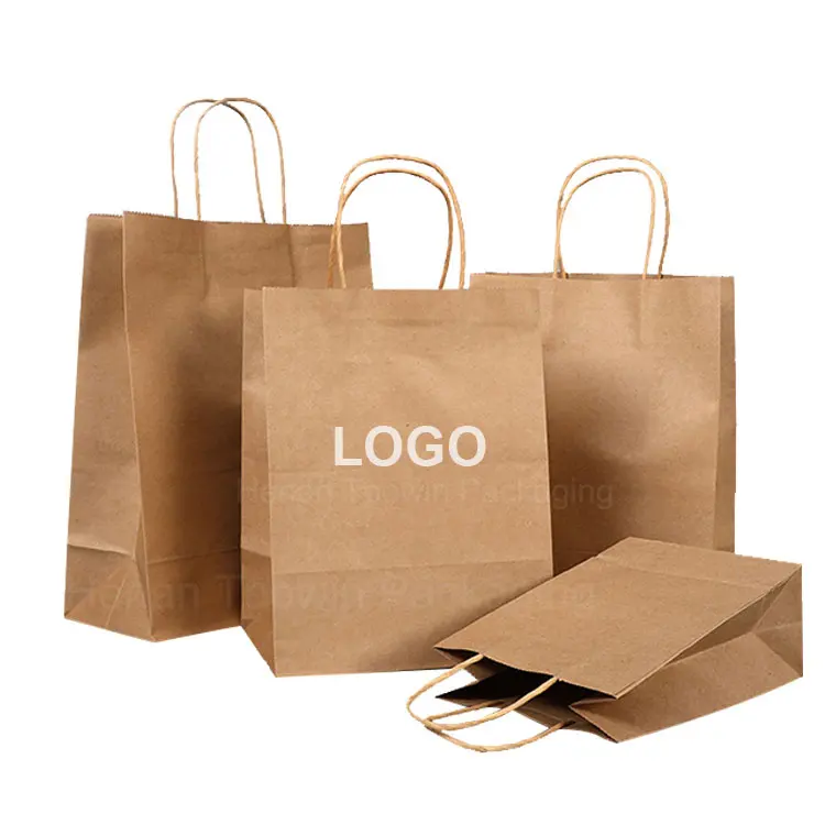 Prix usine Offre Spéciale sac en papier kraft brun au détail 8x4.75x10.5 'sac d'emballage alimentaire pour fête shopping cadeau avec main en ruban