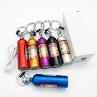Porte-clés LED en forme de bouteille d'azote NOS, mini pendentif en alliage d'aluminium pour clés de voiture, décoration automobile JDM, cadeau - Vente Flash