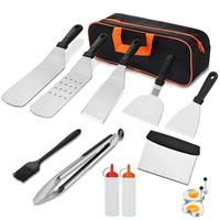Kit de Accesorios para Parrilla Exterior Tc, Juego de Espátulas, Juego de Herramientas Duraderas para Parrilla Plana, Utensilios de Cocina para Asar