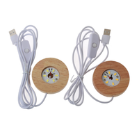 3d led cristal globe verre led lampe base en bois support veilleuse support pour laser gravé boule de cristal