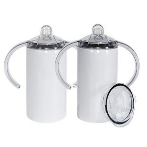 12Oz Straight Sublimation Double-Layer Stainless Steel Vacuum Baby <b>Bottle</b> Tumbler Mug Cup With Handle and Thread Lid - Product Image 1