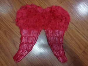 Costume rosso bianco bambino più grande con led carnevale nero forniture ali d'angelo ali di piume bianche per la fornitura di feste