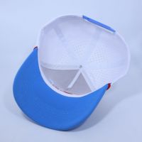 Gorra Deportiva de Béisbol Personalizada con Corte Láser, Bicolor Blanco y Azul Cielo, Perforada, de Secado Rápido, para Golf