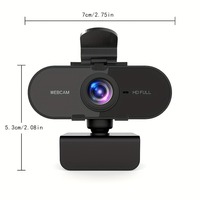 Webcam Komputer Full HD 1080P dengan Mikrofon untuk Panggilan Suara, Konferensi, Kamera Langsung, Penutup Privasi, Penyangga, Game, dan Siaran Langsung