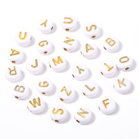100 pièces 7mm Lâche Acrylique Perles Bijoux Accessoires En Plastique Alphabet BRICOLAGE Bijoux Bracelet Oblat Or Blanc Acrylique Perles de Lettre