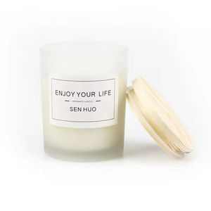 เทียนหอมกลิ่นธรรมชาติจากถั่วเหลืองในขวดแก้วสีดำพร้อมฝาไม้แบบขายส่ง, เทียนหอมในขวดแก้วสีขาวขนาดใหญ่จากขี้ผึ้งถั่วเหลืองสำหรับสปาและบ้าน - Product Image 6