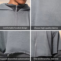 Sweat à capuche OEM pour homme en molleton 100% coton, double couche, avec fermeture éclair personnalisée, épaules tombantes, coupe ample, manches à double épaisseur