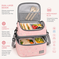 Sac à lunch isotherme en polyester durable de haute qualité, doublure PEVA anti-fuite, sac isotherme double couche pour le bureau et les voyages