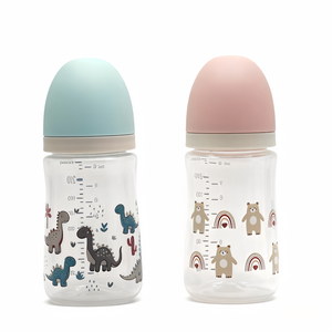 <span class=keywords><strong>Biberon</strong></span> pour bébé de 240 ml (8 oz) sans BPA, en PP, de qualité supérieure, à col large, motif animalier de dessin animé, pour 0-12 mois, fabrication OEM - Product Image 1