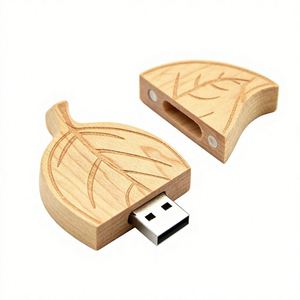 Memoria USB 2.0 de Madera con Grabado Láser en Forma de Hoja, Unidad Flash Portátil para Regalo de Boda o Negocio, Logotipo Personalizado - Product Image 1