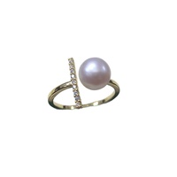 Bague en perle d'eau douce naturelle Zhuji, bijou simple en forme de T avec perle blanche pour femme, bijoux de mariage de haute qualité, vente en gros