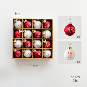 Boules de Noël miniatures 2,5/3,0 cm, 20 pièces, couleurs assorties, bonhomme de neige, voiture rouge, imprimé Noël, paillettes, décoration d'arbre de Noël - Product Image 6