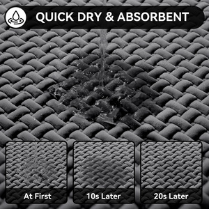 Alfombra de baño rectangular gris con textura tejida, absorbente y antideslizante para el área del baño, inodoro y bañera. - Product Image 4