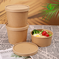 SUMKOKA BPI Bol en papier kraft avec logo personnalisé Bol à salade rond jetable 750ml avec couvercle pour nouilles alimentaires