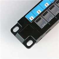 Panel de Conexiones Vacío de 1U y 19 Pulgadas, Cat6 UTP, 24 Puertos RJ45, Material Resistente, Color Negro, con Puerta Antipolvo y Columna de Plástico Extraíble
