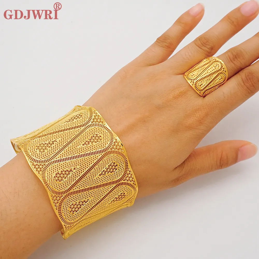 GDJWRI H34 luxury18k женские изящные ювелирные браслеты и браслеты с кольцом, подходящие к Дубаи, большие золотые браслеты, браслеты