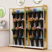 Support à fleurs décoratif mobile en acier doré, moderne, pour intérieur et extérieur, idéal pour le jardin et la présentation de plantes - Grande Vente