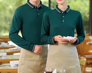 Restaurant Chef Waiteress Work Uniform Polo Shirt Custom Print Embroider Logo Unisex Hotel Cafe Bar Waiter Restaurant Uniforms