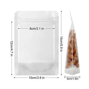 Top Custom Zip PET Clear Stand Up Food Spice Powder Packaging Pouch Plastic Transparent Food Packaging Bag