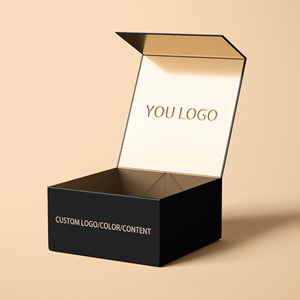 Caja de Regalo Grande Negra Personalizada con Logotipo, Cierre Magnético, Caja de Embalaje de Cartón Rígido, Reutilizable, Caja de Papel Dorado de Lujo para Ropa - Product Image 1