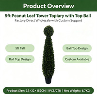 Arbre topiaire artificiel en forme de pyramide de feuilles d'arachide avec sommet sphérique, plante verte artificielle en pot de 1,5 m pour la décoration de la maison, des mariages, des fêtes, des jardins et des porches