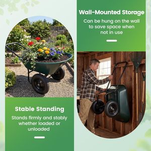 बाहरी लॉन यार्ड फार्म और खेत उपयोग के लिए 14-इंच न्यूमेटिक टायर 330 एलबीएस क्षमता के साथ भारी शुल्क उपयोगिता उद्यान कार्ट - Product Image 5