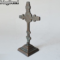 Croix antique en fonte avec base pour la décoration de la maison, croix de table vintage en métal