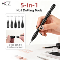 Fournisseur d'accessoires pour ongles, outils multifonctionnels pour ongles avec outil de pointillage 5 en 1, brosse à poussière pour ongles, brosse à ongles, aimant pour œil de chat, outils UV LED
