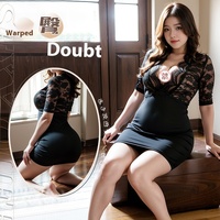 Lingerie sexy pour femme Feimu, uniforme de secrétaire sexy, lingerie grande taille, robe moulante en dentelle à col en V profond, 6757, décolleté transparent, tenue de bureau élégante