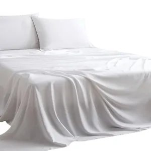 Draps de lit double et king blanc en coton égyptien de luxe pour ensemble de literie d'hôtel
