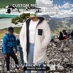 Veste à capuche en sherpa pour homme, vente chaude, logo personnalisé OEM, hiver, chaude, fermeture éclair, écologique, coupe-vent, respirante, décontractée, double face - Product Image 2