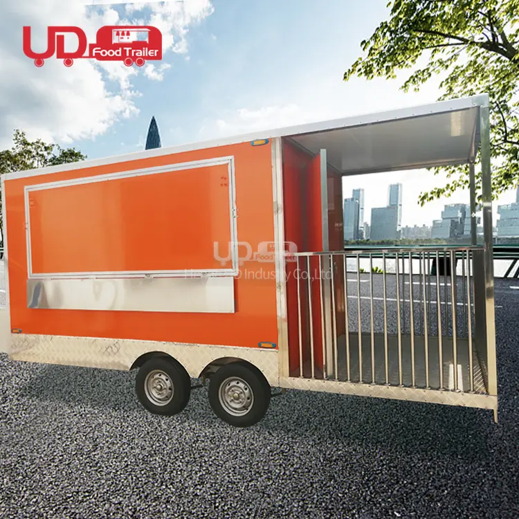 Ons Standaard Straat Volledig Uitgerust Consession Trailer Hot Dog Kar Burger Kraam Pizza Eten Trailer Met Veranda