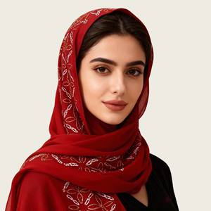 Nouveau Hijab Imprimé Tendance pour Femmes Musulmanes, Écharpe Chaude en Jersey Liquide, Voile de Tête en Gaze, Style Ethnique Meracchi - Product Image 1