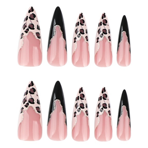 <span class=keywords><strong>Uñas</strong></span> Postizas Extra Largas con <span class=keywords><strong>Diseño</strong></span> de Leopardo Francés, <span class=keywords><strong>Uñas</strong></span> de ABS Negras para Manicura, Accesorios para <span class=keywords><strong>Uñas</strong></span> - Product Image 3