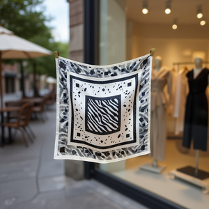 Foulard Quadrato a Scacchi Zebrati 70x70cm, Accessorio di Moda per Donne - Product Image 2