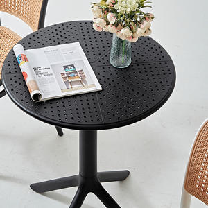 <span class=keywords><strong>Table</strong></span> ronde <span class=keywords><strong>petite</strong></span> en plastique noir et blanc, style nordique simple, pour restaurant, café, <span class=keywords><strong>balcon</strong></span> extérieur, réunion avec des invités - Product Image 1