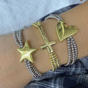 LS-B9150 Braccialetto con Lettere "DIOS/AMOR/FE/LOVE" in Oro e Argento, Bracciale con Perline Regolabile alla Moda per Donna - Product Image 4