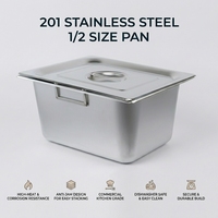 Stapelbare, duurzame, milieuvriendelijke, moderne roestvrijstalen 201 1/2 GN pan met handvat, vlekbestendig, 0,5-0,6 mm dik, voor professionele keukens