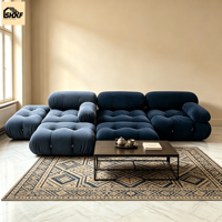 Canapé modulaire en tissu personnalisé OKF bleu marine, design capitonné bloc de tofu/biscuit, ensemble de canapés avec ottoman pour salon