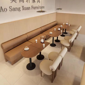 Ensembles <span class=keywords><strong>de</strong></span> cabines <span class=keywords><strong>de</strong></span> style crème <span class=keywords><strong>de</strong></span> luxe pour meubles <span class=keywords><strong>de</strong></span> restaurant, chaises et table <span class=keywords><strong>de</strong></span> restauration rapide pour café et restaurant - Product Image 4