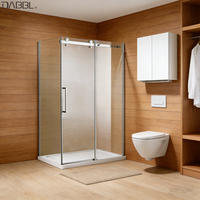 Porte de douche coulissante rectangulaire sur mesure pour hôtel avec cadre, verre carré de 8 mm, grande porte de douche à roulettes, cabine de douche d'angle pour salle de bain
