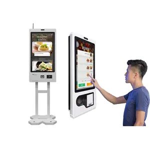 Crtly 23.8 27 32 Order Touch Screen Self Pay Self Service Payment Order Kiosk For Mcdonald KFC Restaurant Manufactures