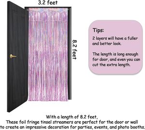 Laser <strong>Purple</strong> Square Curtain Foil Tinsel Metallic Fringe <strong>Party</strong> <strong>Decorations</strong> for Christmas and Diwali Birthday Celebrations - Product Image 3
