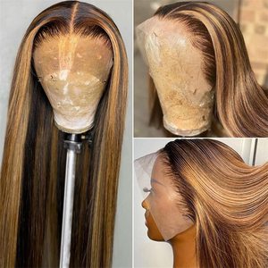 Pelucas de Cabello Humano Brasileño con Encaje Frontal 13x4, Coloridas, con Reflejos, Onduladas, para Mujeres Negras, Peluca Frontal de Encaje Transparente <span class=keywords><strong>HD</strong></span> sin Pegamento - Product Image 3