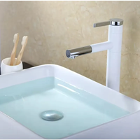 Robinet de lavabo AMAXO avec bec rotatif, blanc et chromé, robinet de lavabo extractible