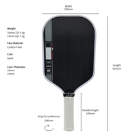 Raquette de pickleball Gen 4 approuvée par l'USAPA - Surface en fibre de carbone brute, thermoformée avec bords injectés de mousse 16 mm Honey