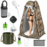 Tente de douche améliorée avec kit de douche électrique, affichage numérique de la température, cabine de change privée, protection UV, étanche, pour camping en extérieur