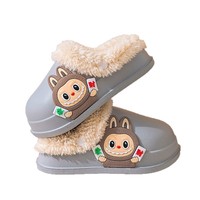 Nouvelles pantoufles pour enfants en tissu Rabu, mignonnes, antidérapantes, pour filles, automne-hiver, à bout détachable et lavable, en EVA, modèle parent-enfant